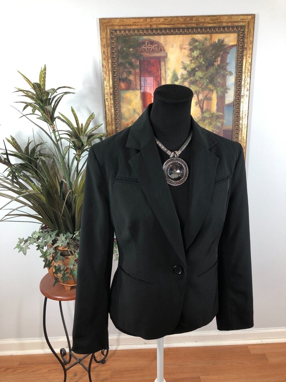 George Blazer Women's 4 Black Single Breasted Stretch Fairycore Clueless Preppy